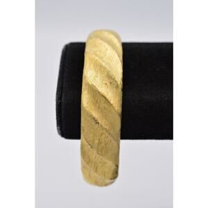 Givenchy Vintage Bangle Bracelet Brushed Gold Textured Runway 1980s Signed BinAD